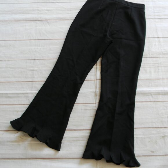 STELLA MCCARTNEY BLACK WOOL/MOHAIR PANTS RUFFLE HEM FLAT FRONT SZ IT 40 (4) - Picture 5 of 6